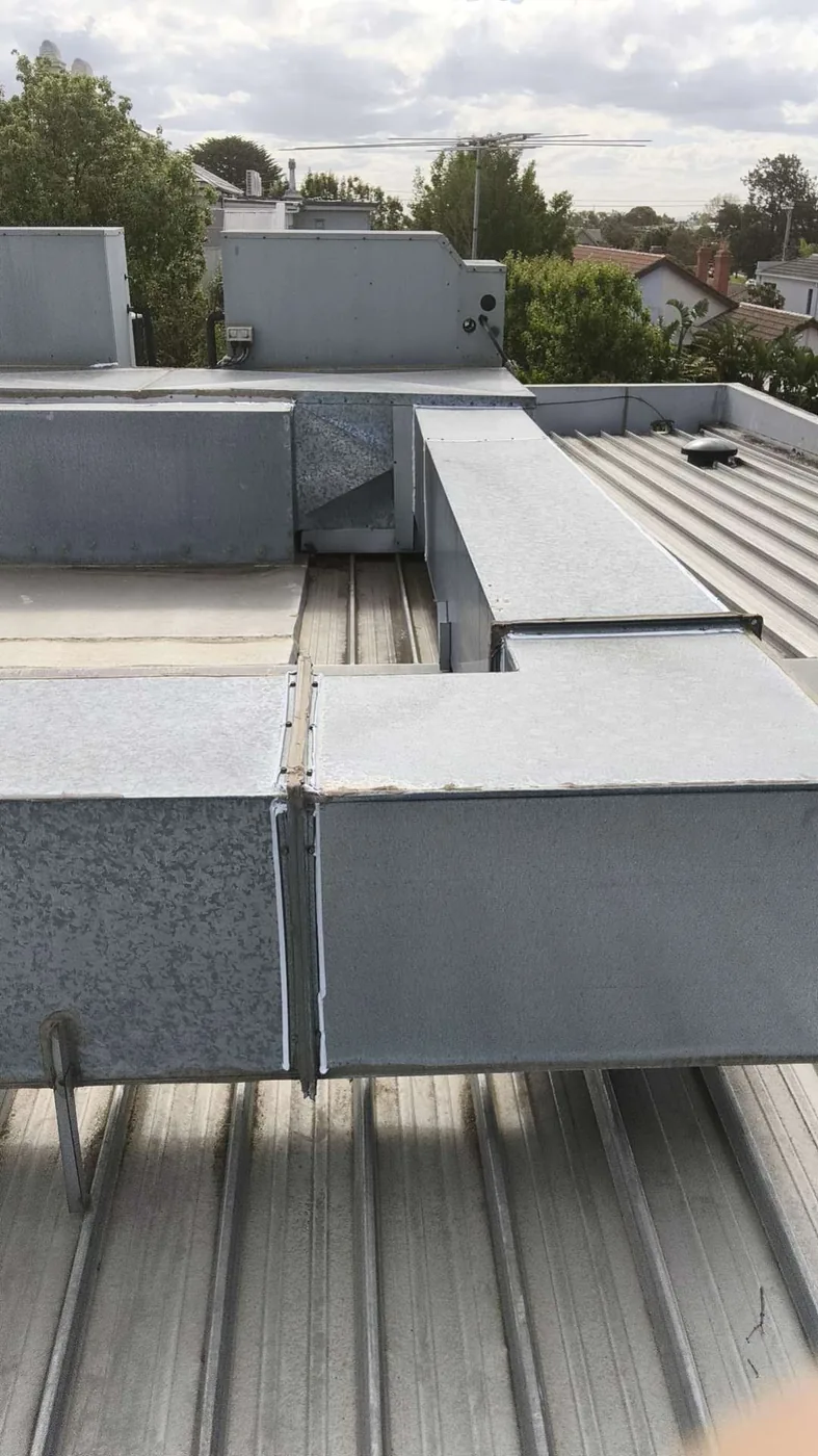 Long view through a metal box gutter